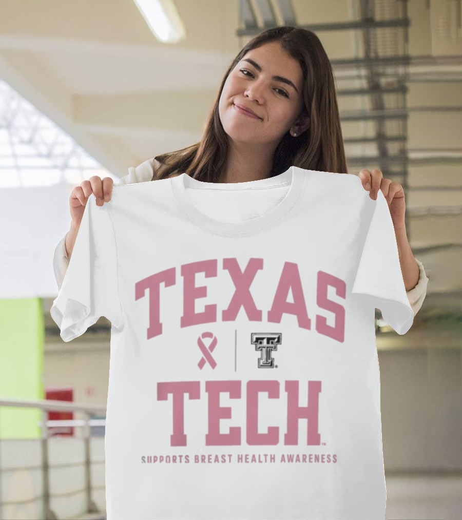 Texas Tech Supports Breast Health Awareness 2025 With Red Raiders Logo T-Shirt