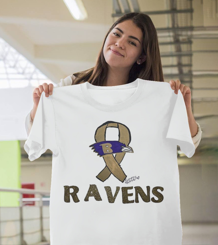 Baltimore Ravens Crucial Catch Breast Cancer Awareness 2025 Ravens Ribbon Logo T-Shirt
