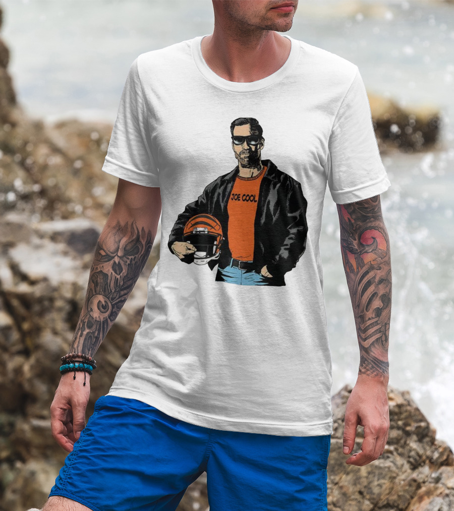 Joe Cool Cincinnati Bengals NFL Vintage Joe Burrow Helmet T-Shirt