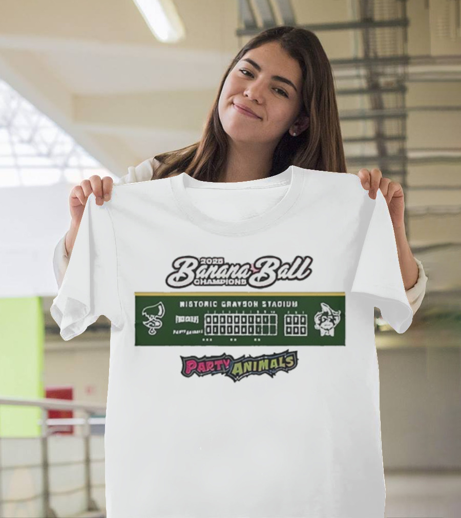 2025 Banana Ball Champions Historic Grayson Stadium Party Animals T-Shirt