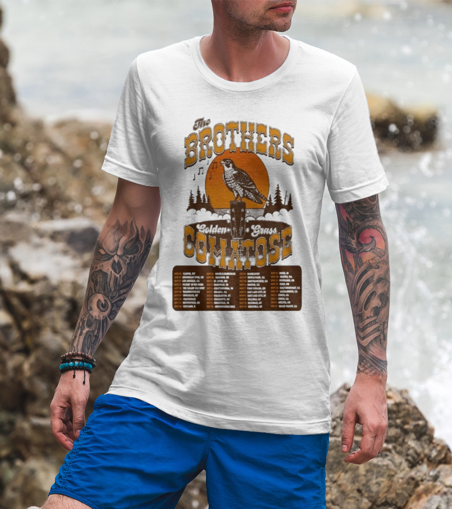 The Brothers Comatose Golden Grass 2025 Tour Dates Casper Wyoming To Grass Valley California T-Shirt