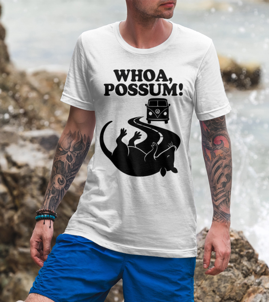 Whoa Possum Vintage Van Opossum Road Trip T-Shirt