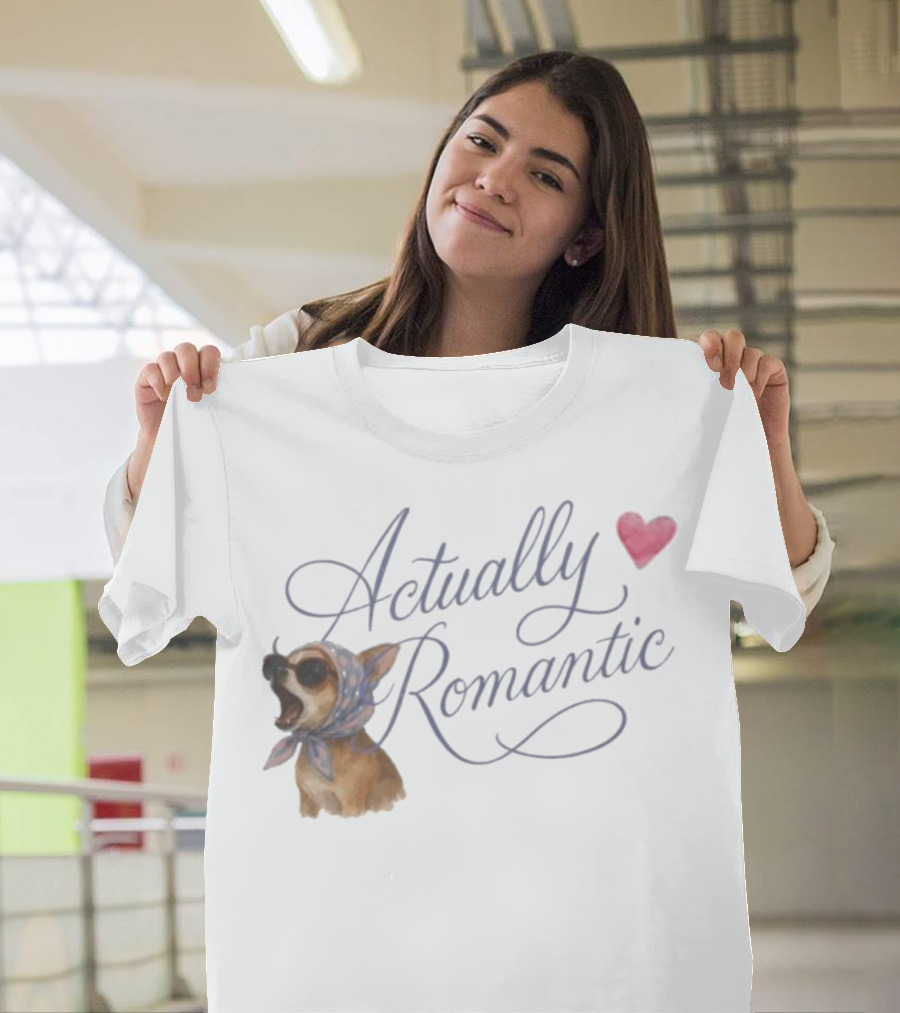 Actually Romantic Dog Sunglasses Heart Scarf T-Shirt