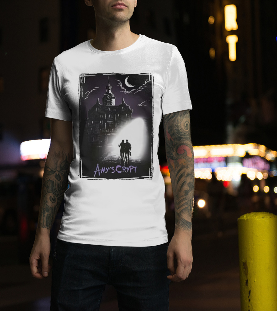 Amy's Crypt Haunted Mansion Moonlit Silhouette Halloween 2025 T-Shirt