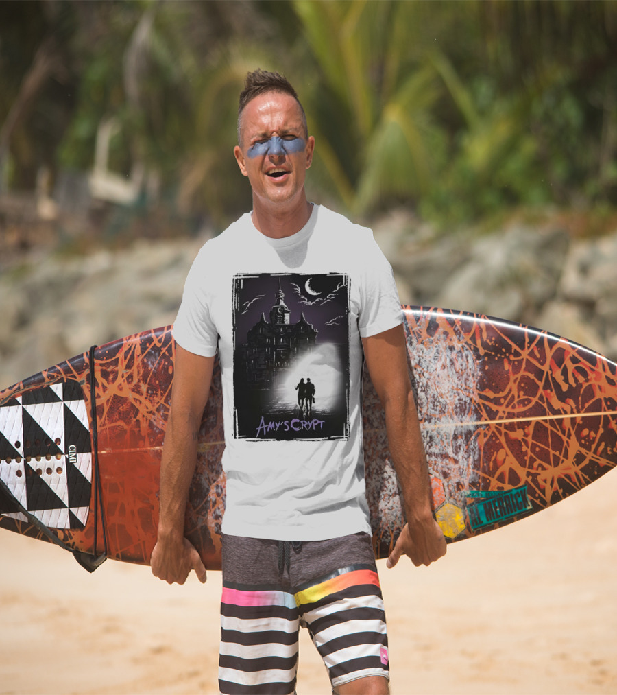 Amy's Crypt Haunted Mansion Moonlit Silhouette Halloween 2025 T-Shirt