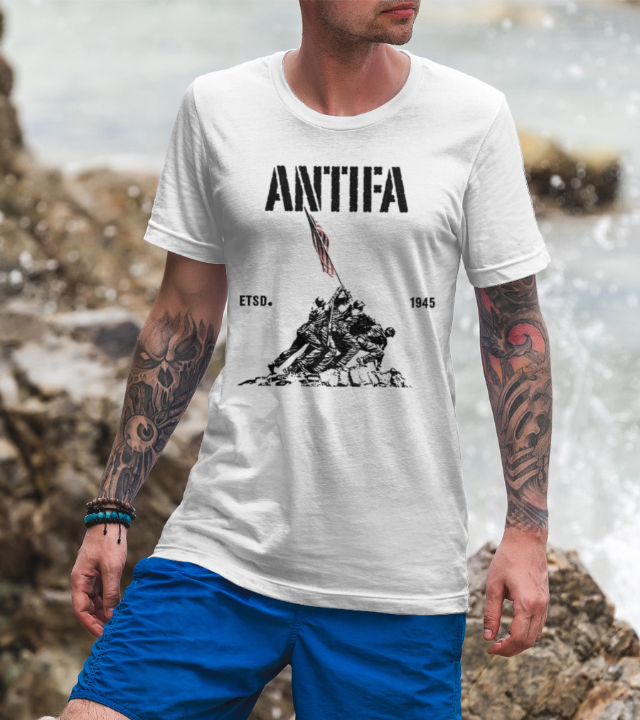 Antifa Estd 1945 Pro Democracy Liberal Protest Red Flag Symbolism T-Shirt