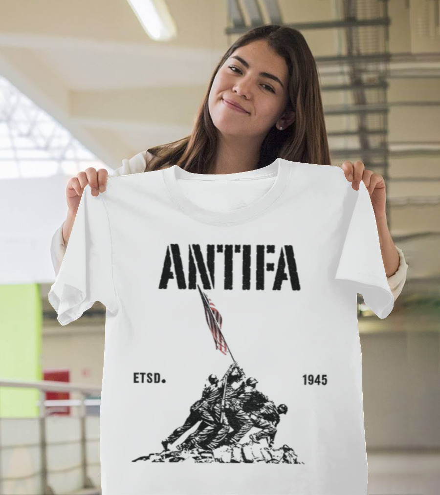 Antifa Estd 1945 Pro Democracy Liberal Protest Red Flag Symbolism T-Shirt