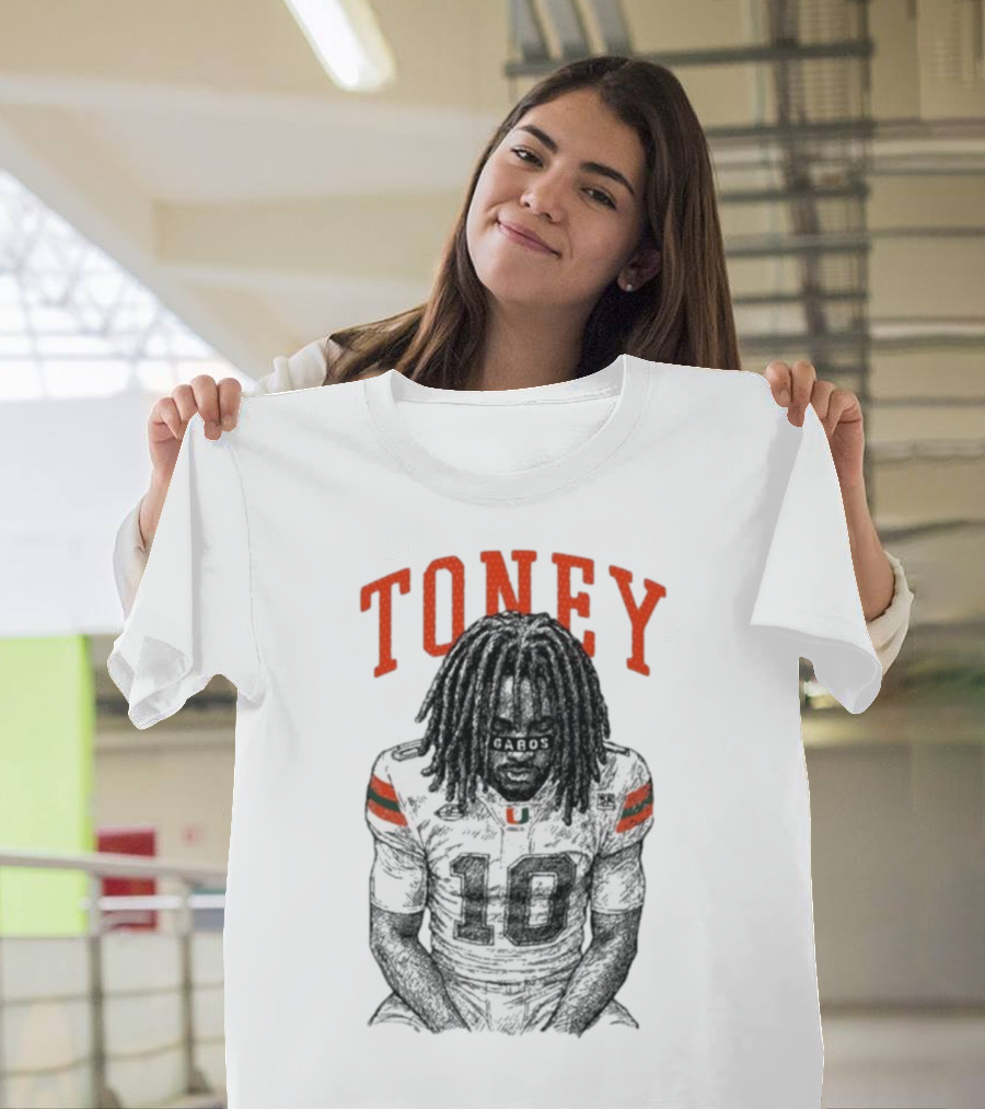 Toney Gabos Miami Hurricanes Number 10 Football Art T-Shirt