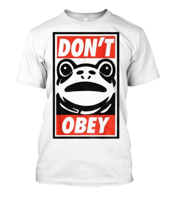 Portland Frog Don't Obey Red Black Text T-Shirt