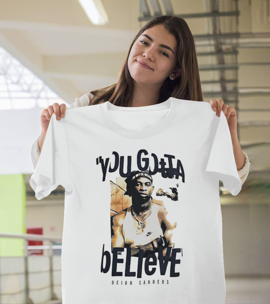 Deion Sanders You Gotta Believe Headband Athlete Image T-Shirt