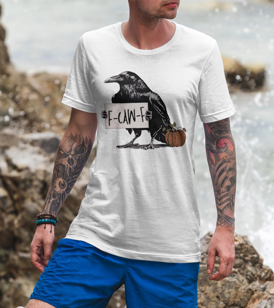F Caw F Anti Fascism Crow Halloween Raven Pumpkin T-Shirt