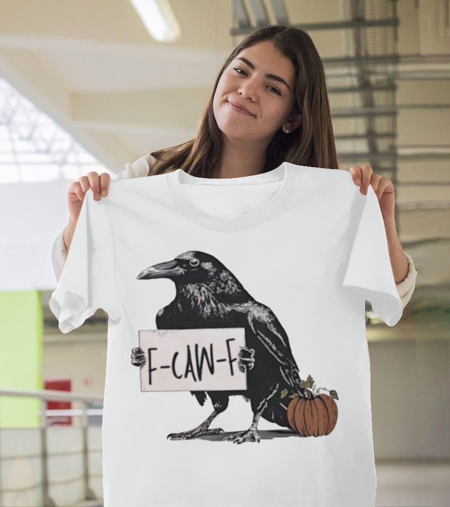 F Caw F Anti Fascism Crow Halloween Raven Pumpkin T-Shirt