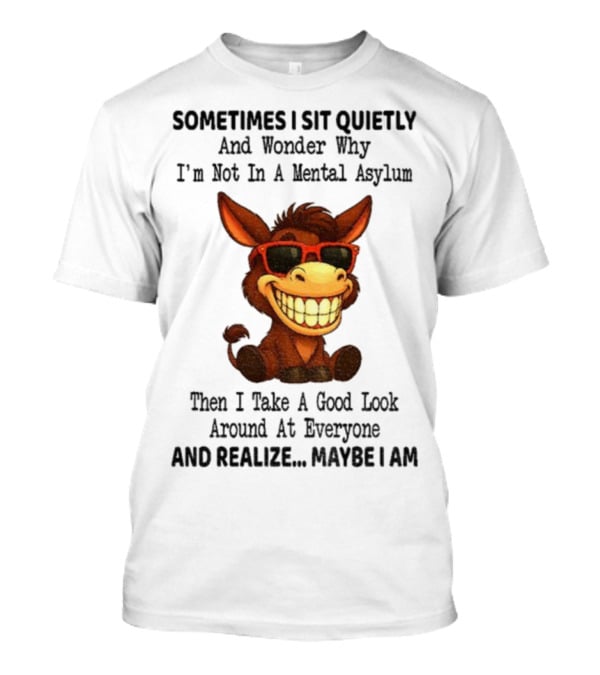 Sometimes I Sit Quietly And Wonder Why I'm Not In A Mental Asylum Then I Take A Good Look Around At Everyone And Realize Maybe I Am Donkey Meme T-Shirt