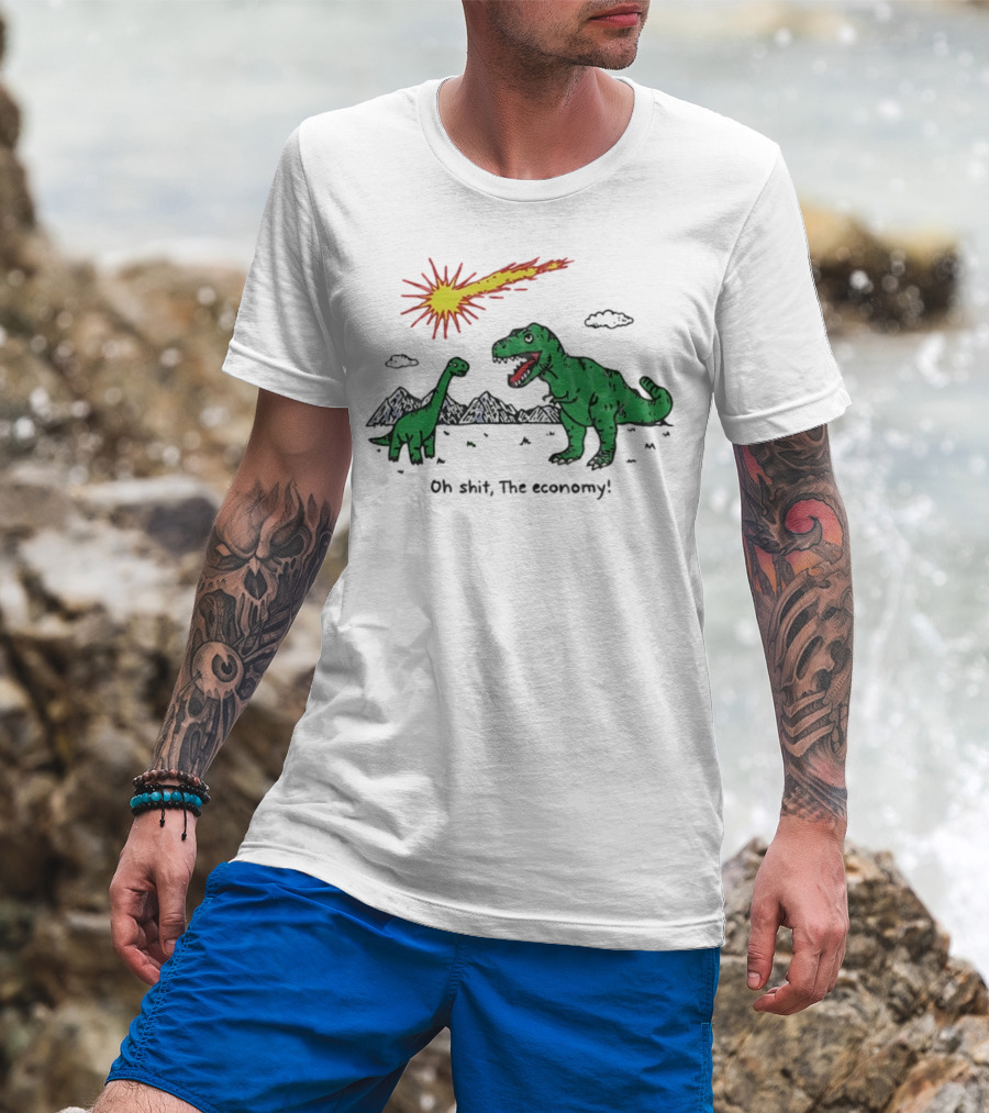 T-rex And Apatosaurus Meteor Impact Oh Shit The Economy T-Shirt