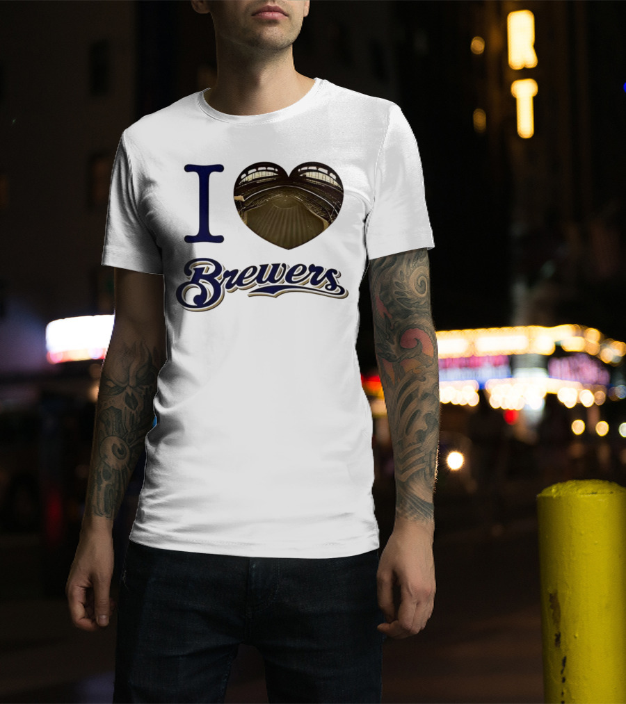 I Love Brewers Heart Stadium Milwaukee MLB T-Shirt
