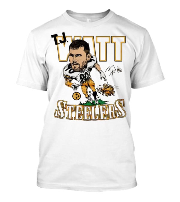 T.J. Watt Steelers Caricature Player Signature Pittsburgh Football T-Shirt