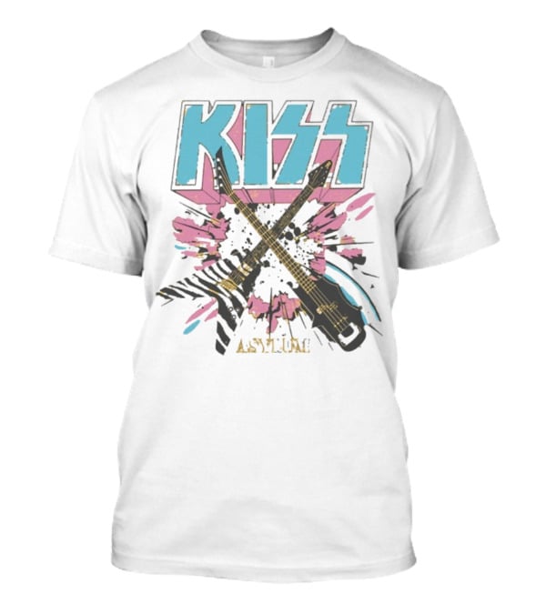 Kiss Asylum Crossed Guitars Burst Design T-Shirt