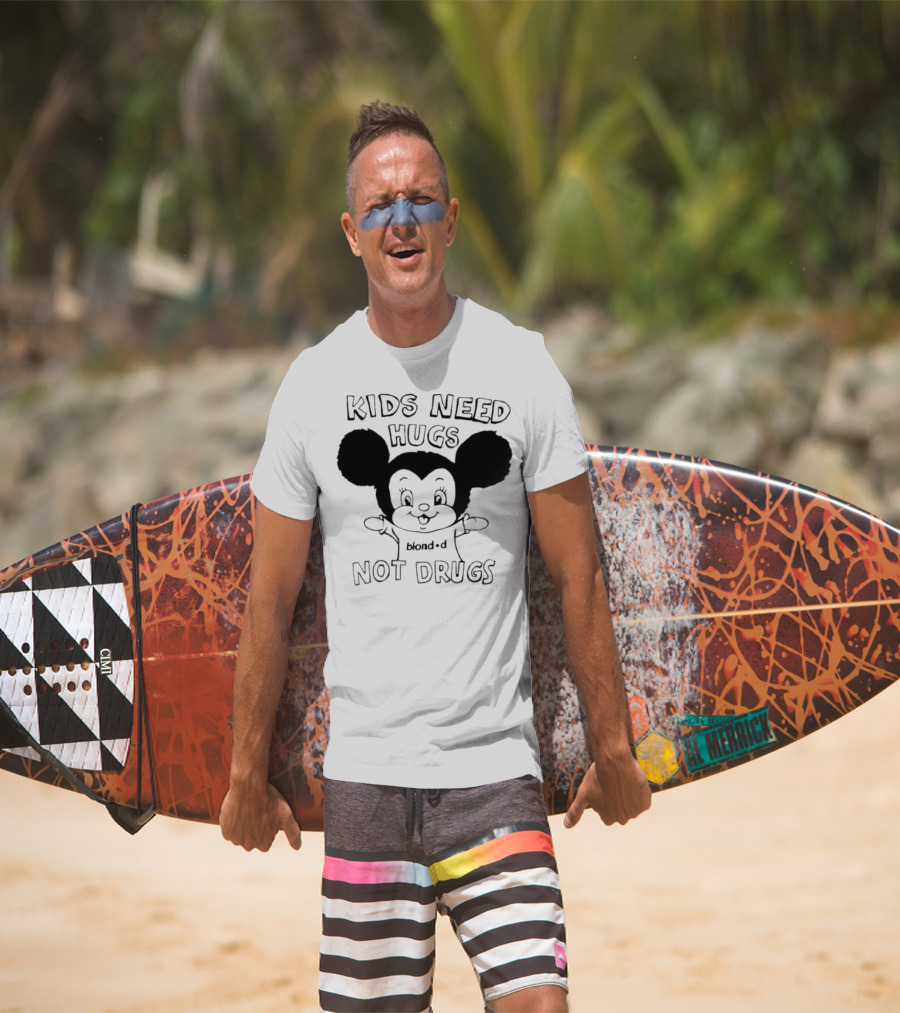 Kids Need Hugs Not Drugs Mouse Ears Cartoon Style T-Shirt