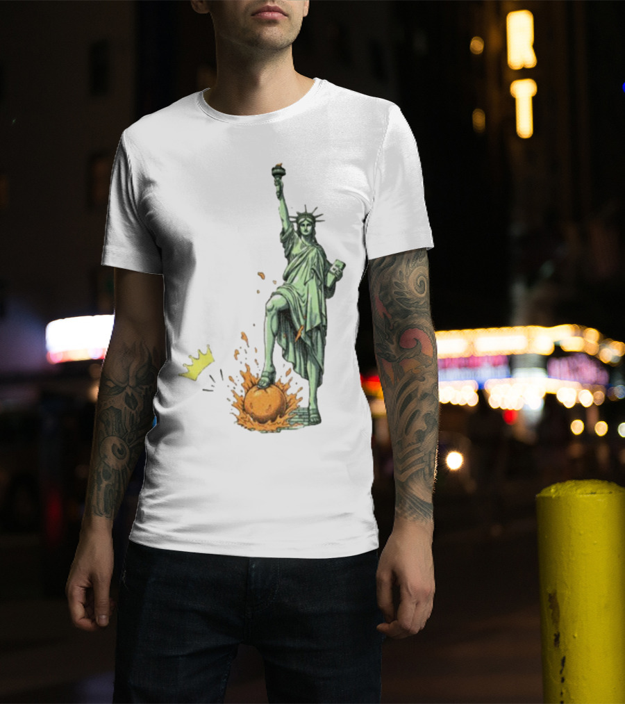 No Kings In America Statue Of Liberty Crown Orange Anti Trump Vintage T-Shirt