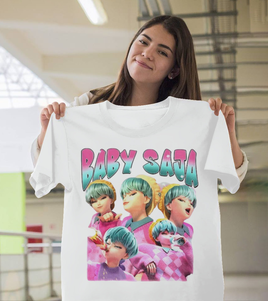 Baby Saja Drinking Soda Cool Anime Character Theme T-Shirt