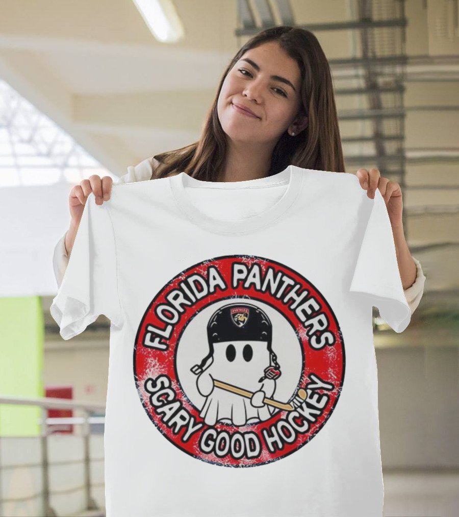 Florida Panthers Scary Good Hockey Ghost With Stick And Helmet T-Shirt