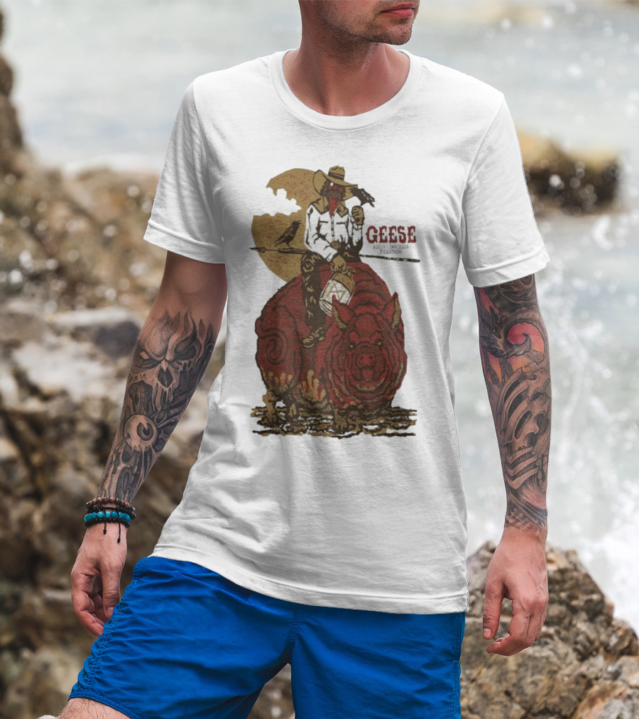 Geese World Live Show 2025-2026 Tour Cowboy Western Pig-Rider Vintage Style T-Shirt
