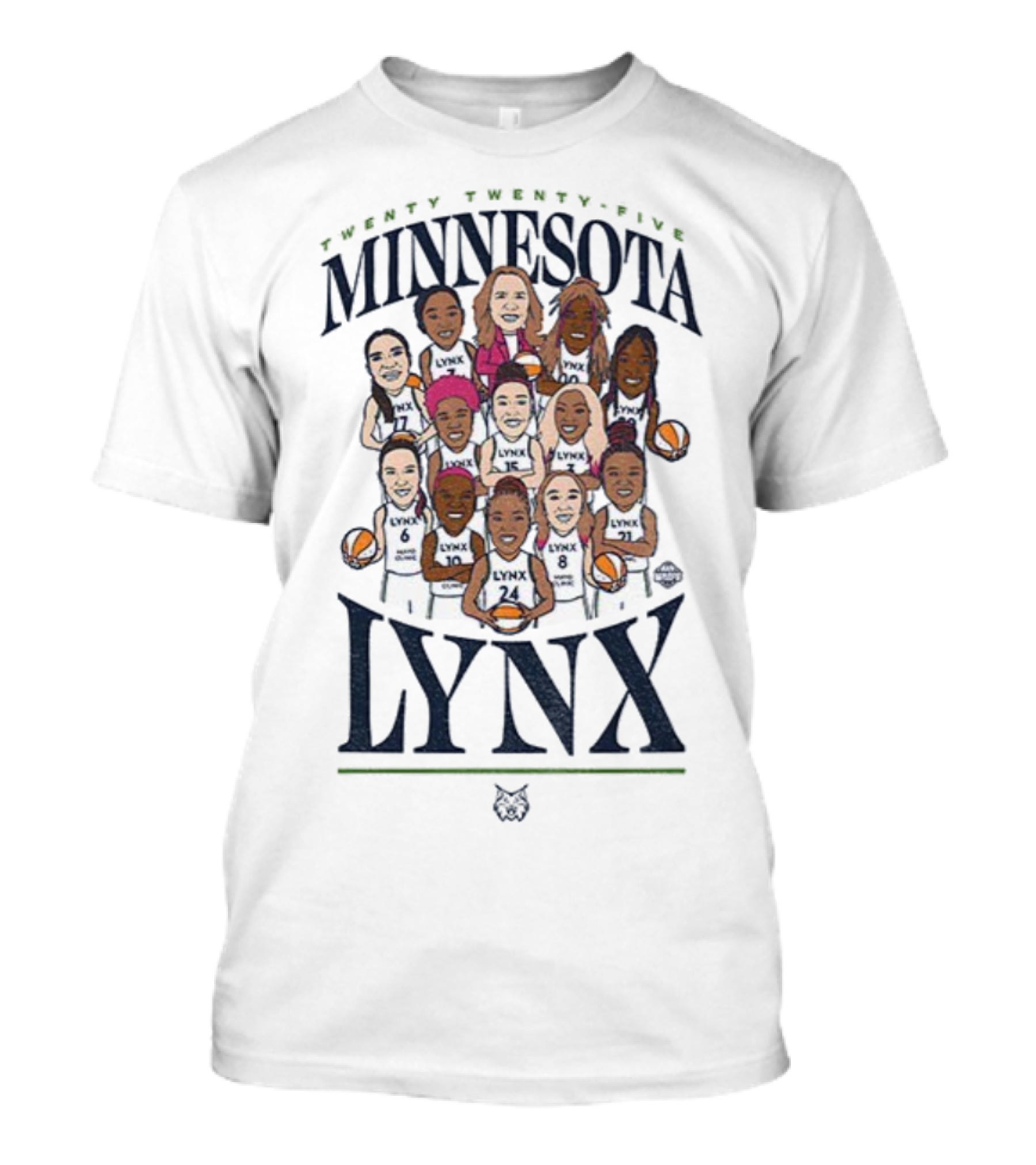Minnesota Lynx Roster Caricature Twenty Twenty-Five Basketball Team T-Shirt