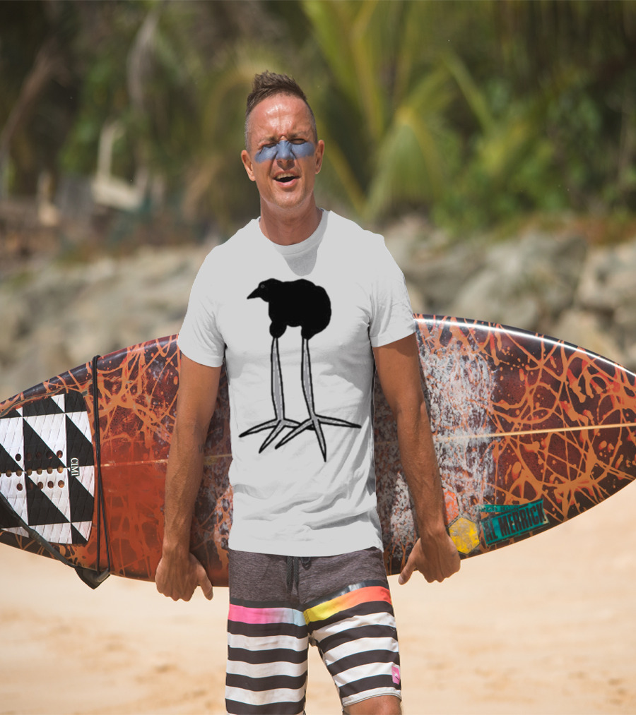 Zasha Charcoal Raven Bird Long Legs T-Shirt