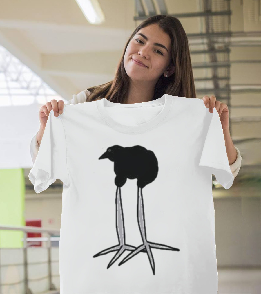 Zasha Charcoal Raven Bird Long Legs T-Shirt