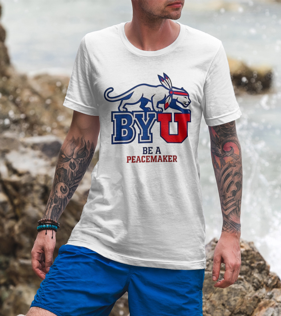 BYU Be A Peacemaker Cougar Logo T-Shirt