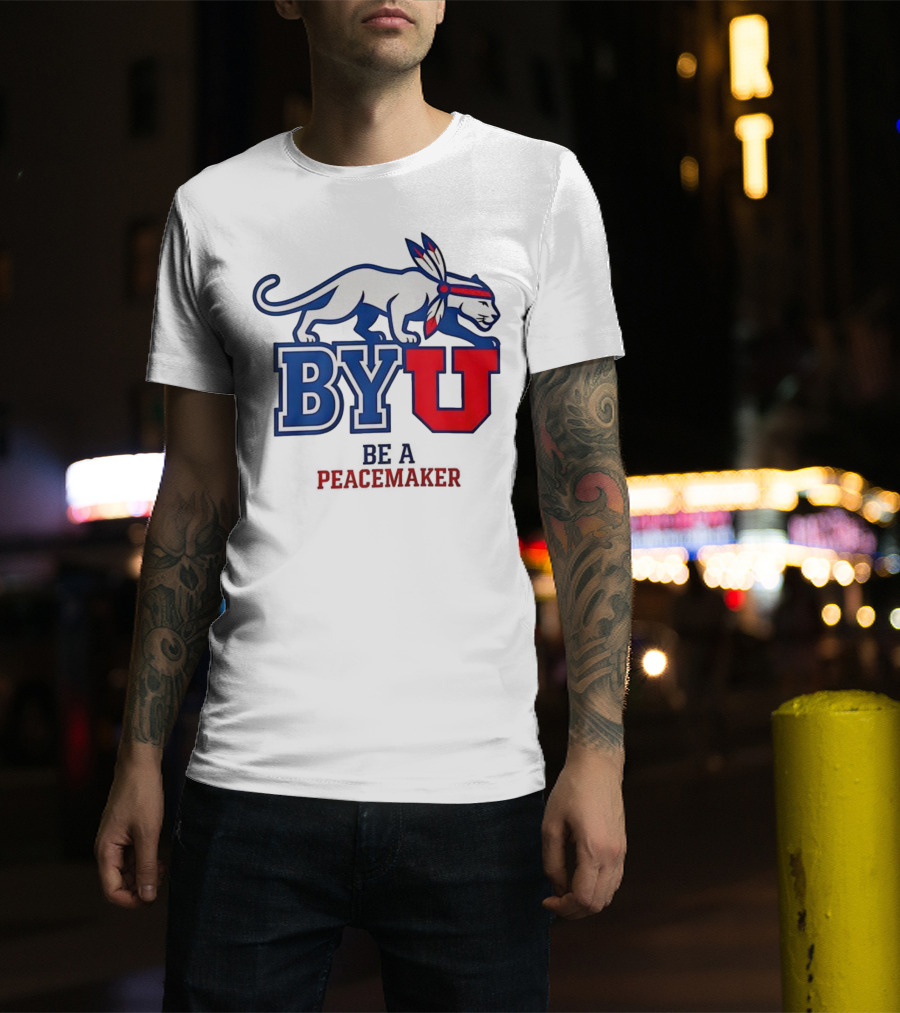 BYU Be A Peacemaker Cougar Logo T-Shirt