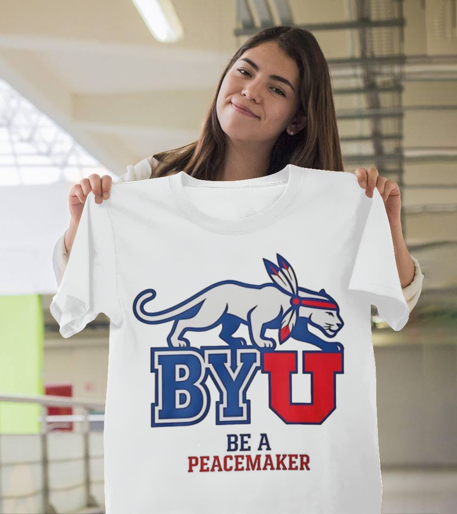 BYU Be A Peacemaker Cougar Logo T-Shirt