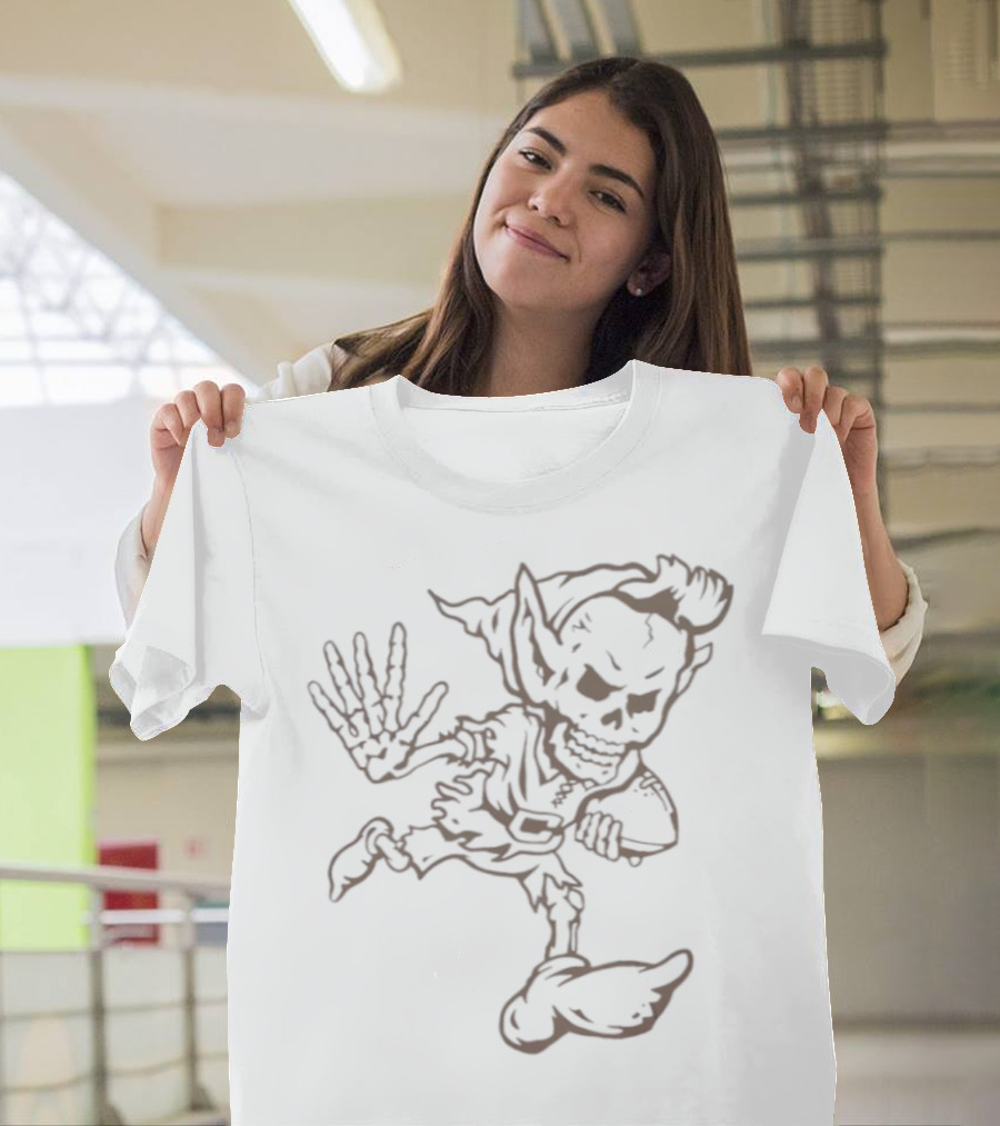 Cleveland Football Brownie Skeleton Illustration T-Shirt
