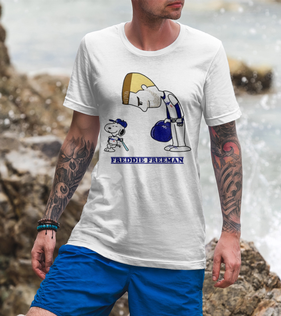 Peanuts Snoopy Freddie Freeman Los Angeles Dodgers MLB Baseball 2025 T-Shirt
