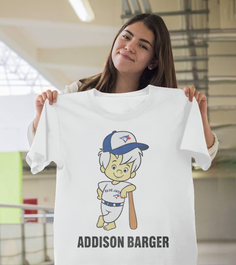 Toronto Blue Jays Addison Barger Illustration With Bat And Cap T-Shirt