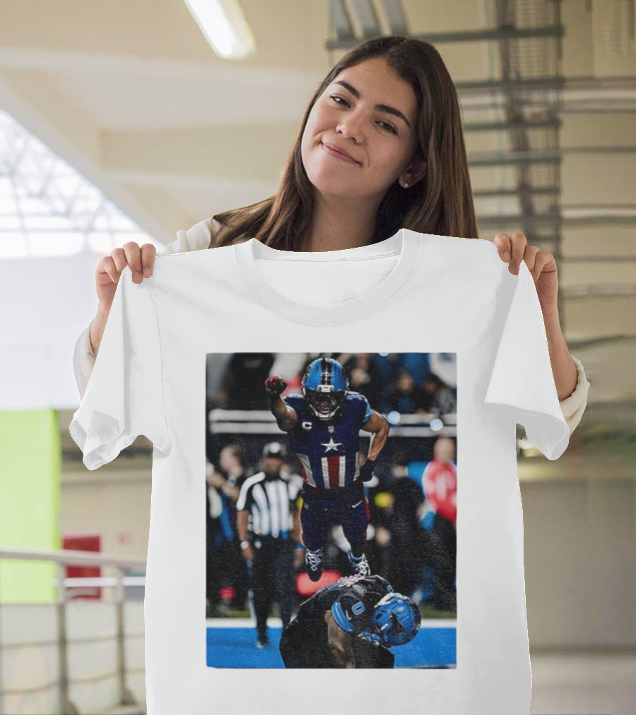 Detroit Lions Amon Ra St Brown Jahmyr Gibbs Captain America Spider-Man NFL Football T-Shirt