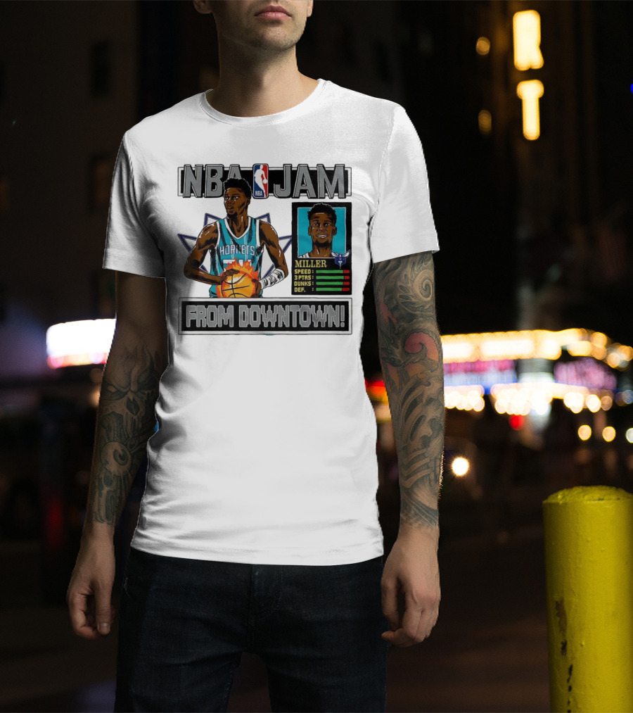 NBA Jam Brandon Miller Charlotte Hornets From Downtown Classic Video Game T-Shirt