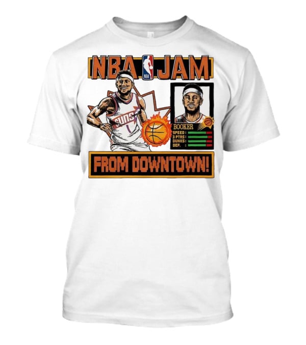 NBA Jam Devin Booker Suns From Downtown Classic Video Game T-Shirt