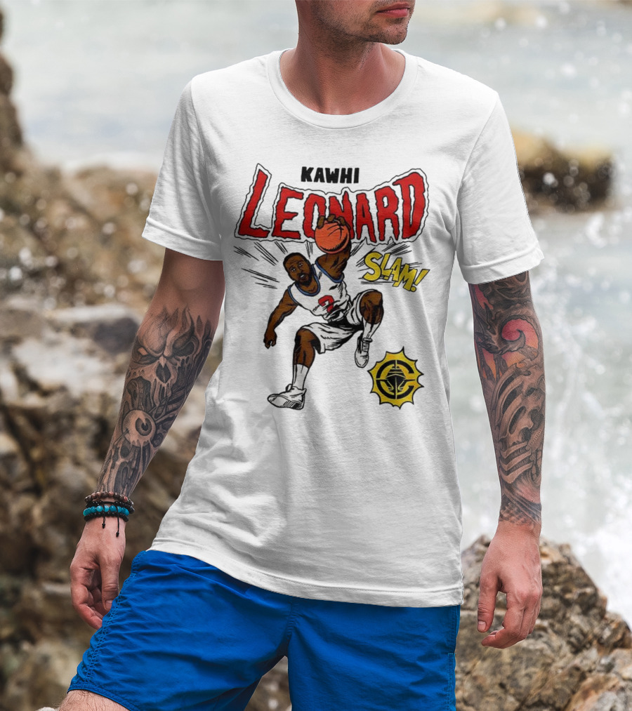Kawhi Leonard Clippers Slam Comic Book Style Dunk Action T-Shirt