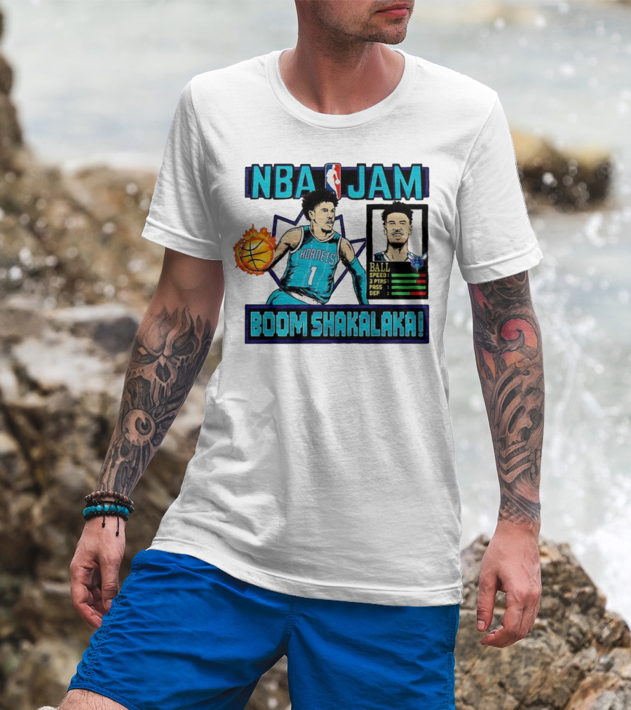 NBA Jam LaMelo Ball Charlotte Hornets Boom Shakalaka Classic Video Game T-Shirt