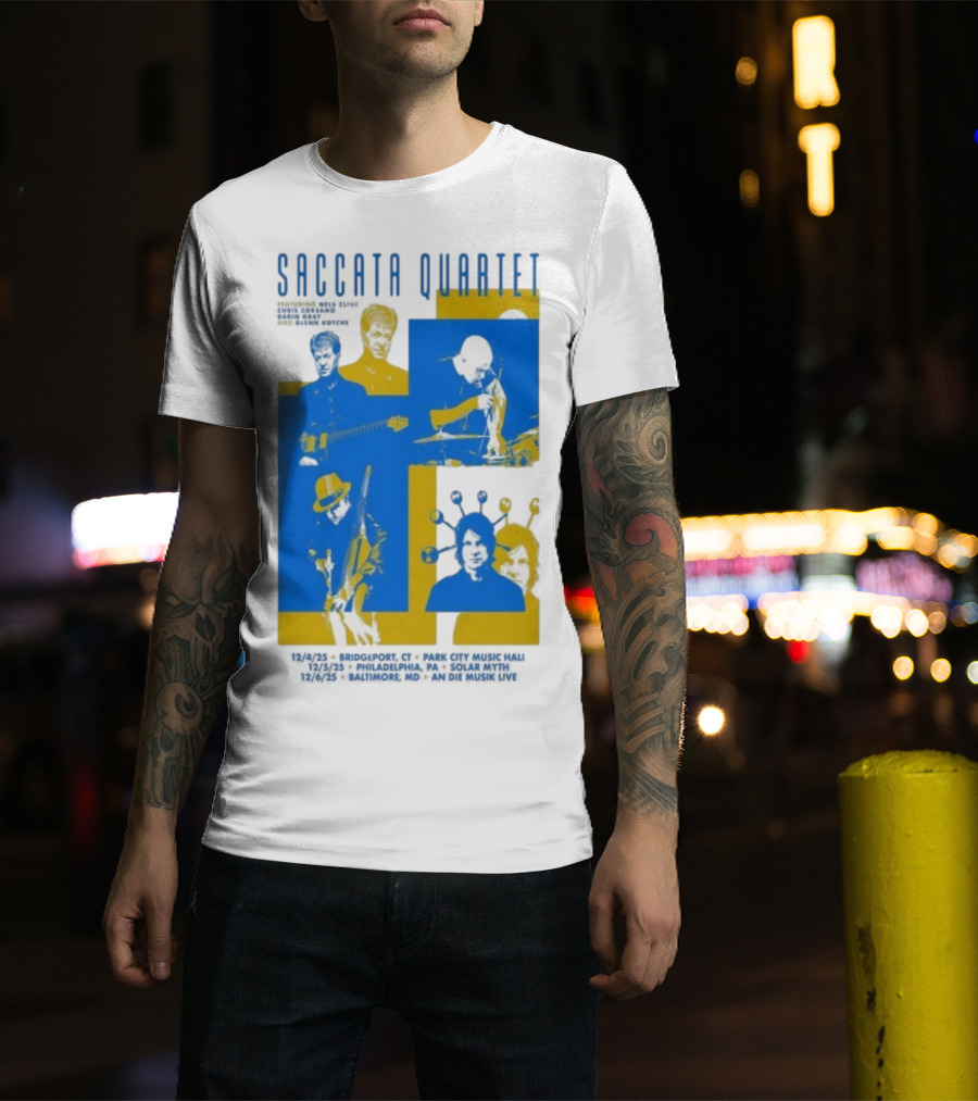 Saccata Quartet Tour December 2025 European Jazz Fusion Concert Dates T-Shirt