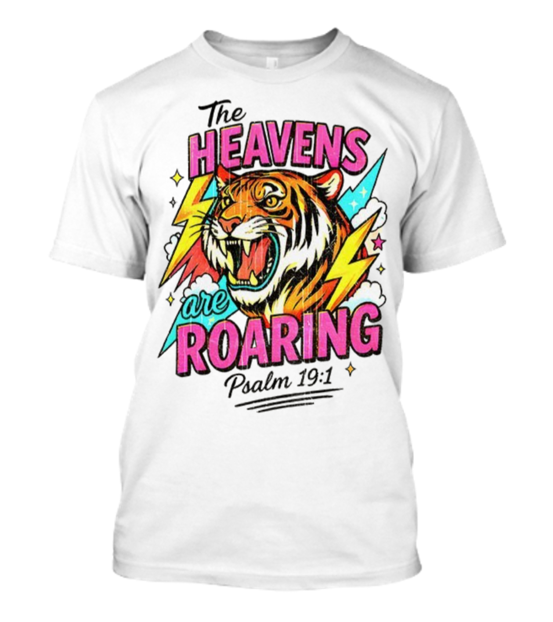 Tigers The Heavens Are Roaring Psalm 19:1 90s Style T-Shirt