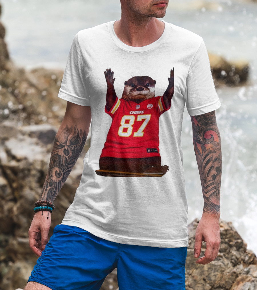 Travis Kelce 87 Kansas City Chiefs Sea Otter NFL Fan Jersey T-Shirt