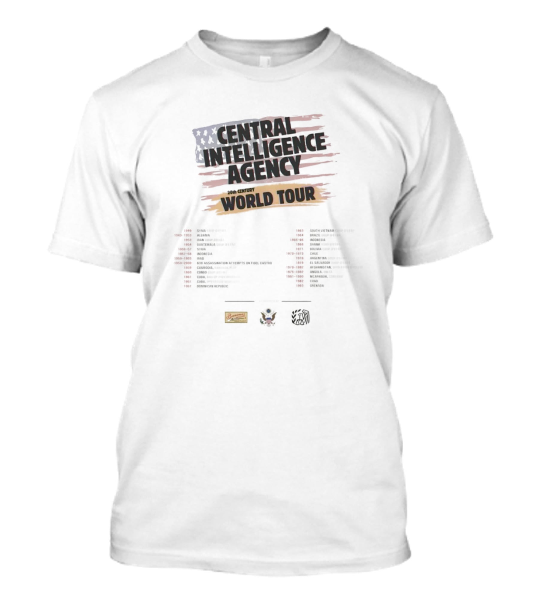 Central Intelligence Agency World Tour Locations Antifa Influence Analysis T-Shirt