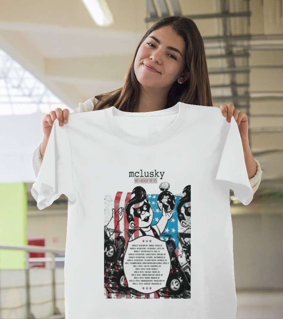 Mclusky North American 2026 Tour Red Blue Stripes March April Dates T-Shirt