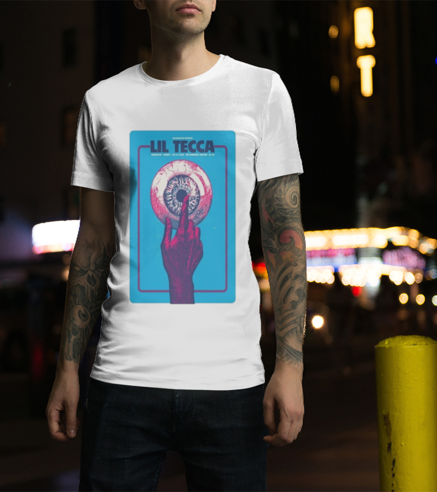 Lil Tecca Live At The Warfield Theatre San Francisco Oct 21 2025 Hand Eye Iconography T-Shirt