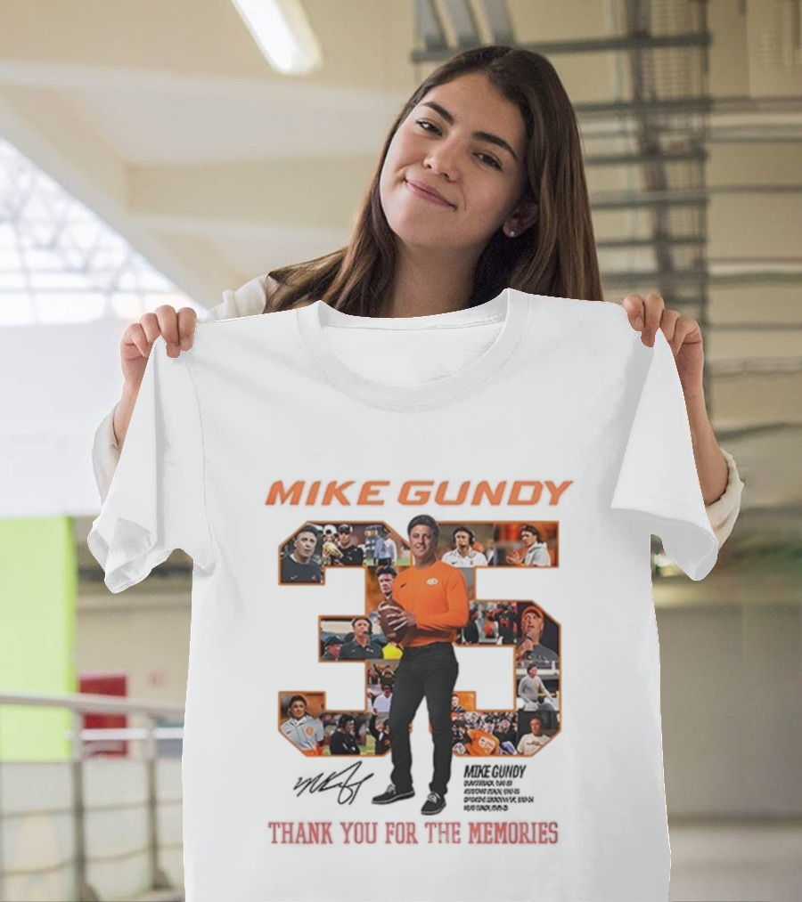 Mike Gundy 35 Years OSU Cowboy Football Thank You For The Memories T-Shirt