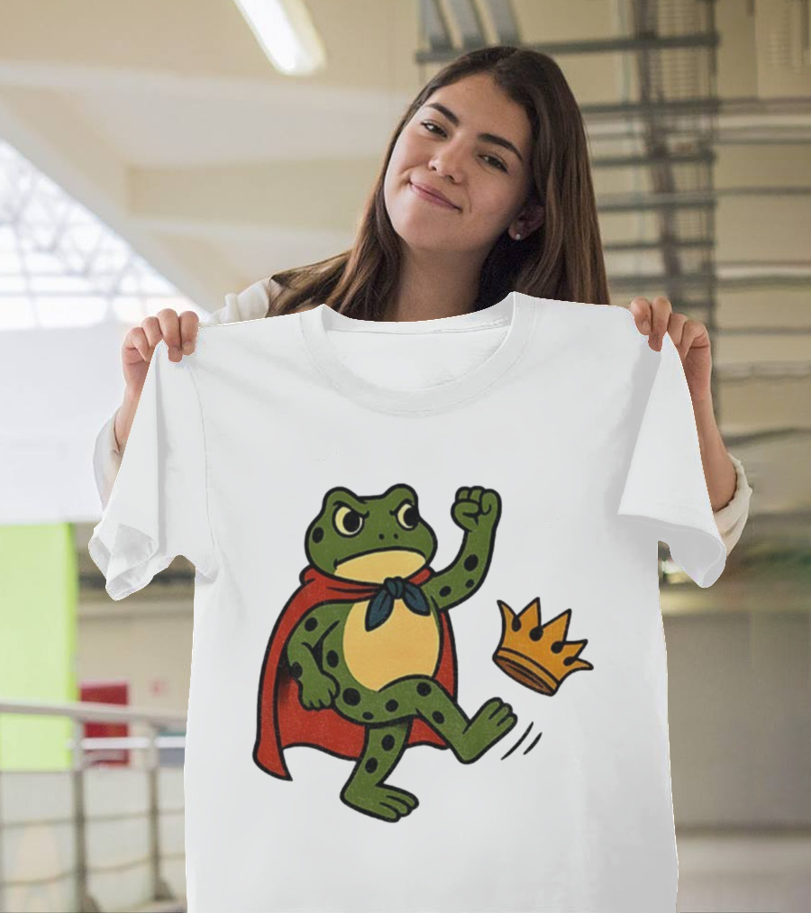 Portland Frog No Kings In America Anti Trump Kicking Crown T-Shirt