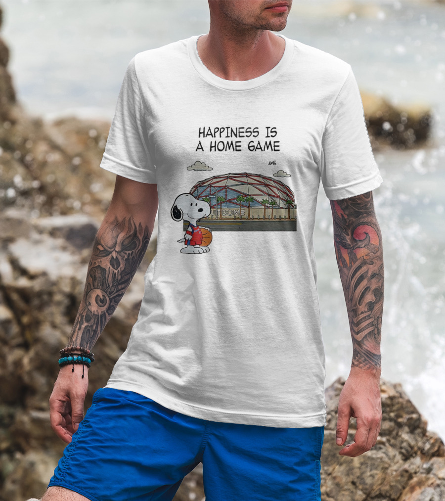 Snoopy Peanuts Happiness Is A Home Game Stadium Dome Basketball T-Shirt