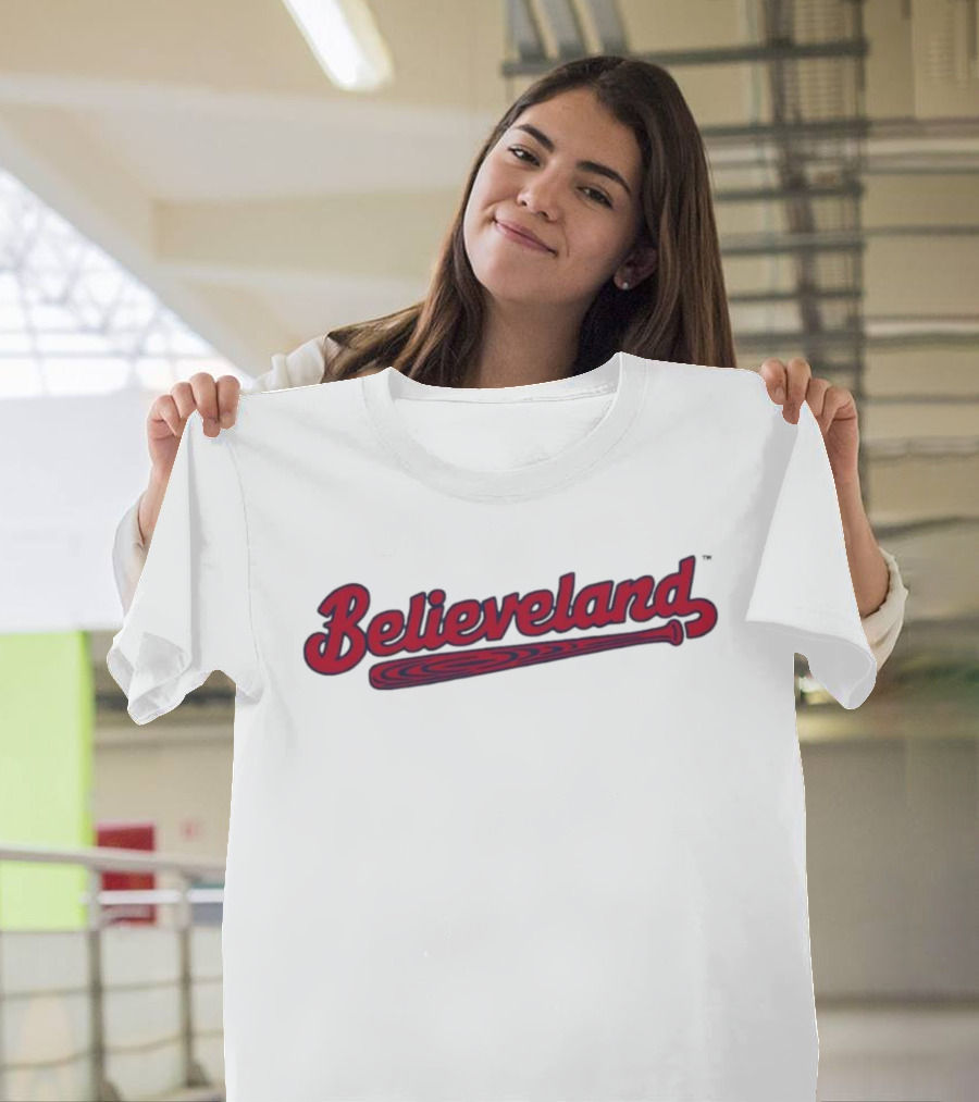 Believeland Baseball Bat Script Retro Theme T-Shirt